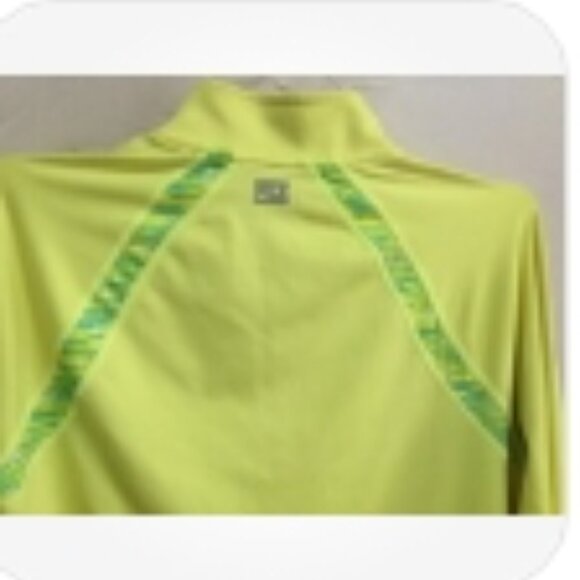FILA Women L Pullover Athletic Performance Running 1/4 Zip Layered Yellow Green - Picture 5 of 7